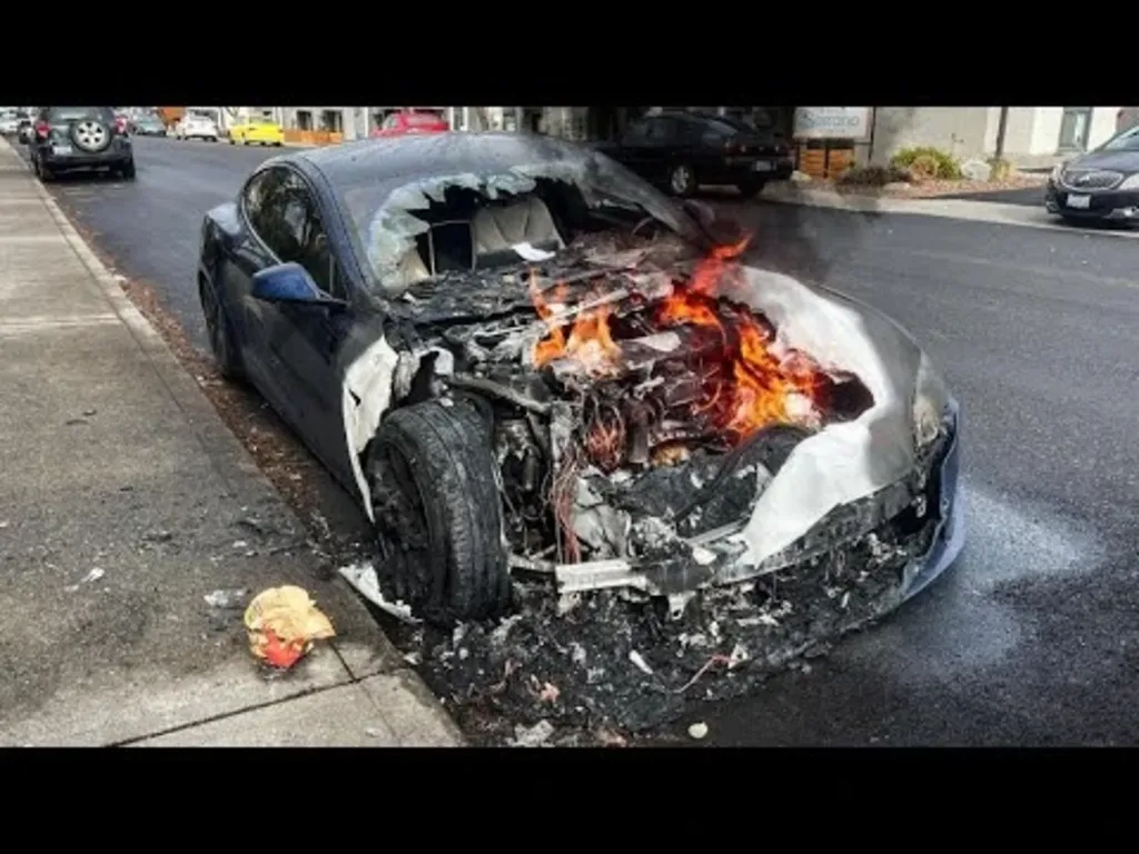 model s tesla sentry mode records gas poured on tesla and fire started